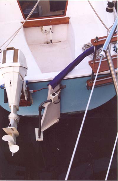 The electric motor mounted on the keel