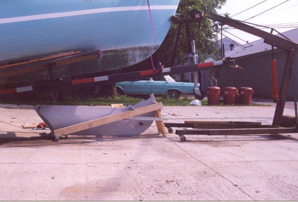 Hauling the Keel-O-Matic back under the boat